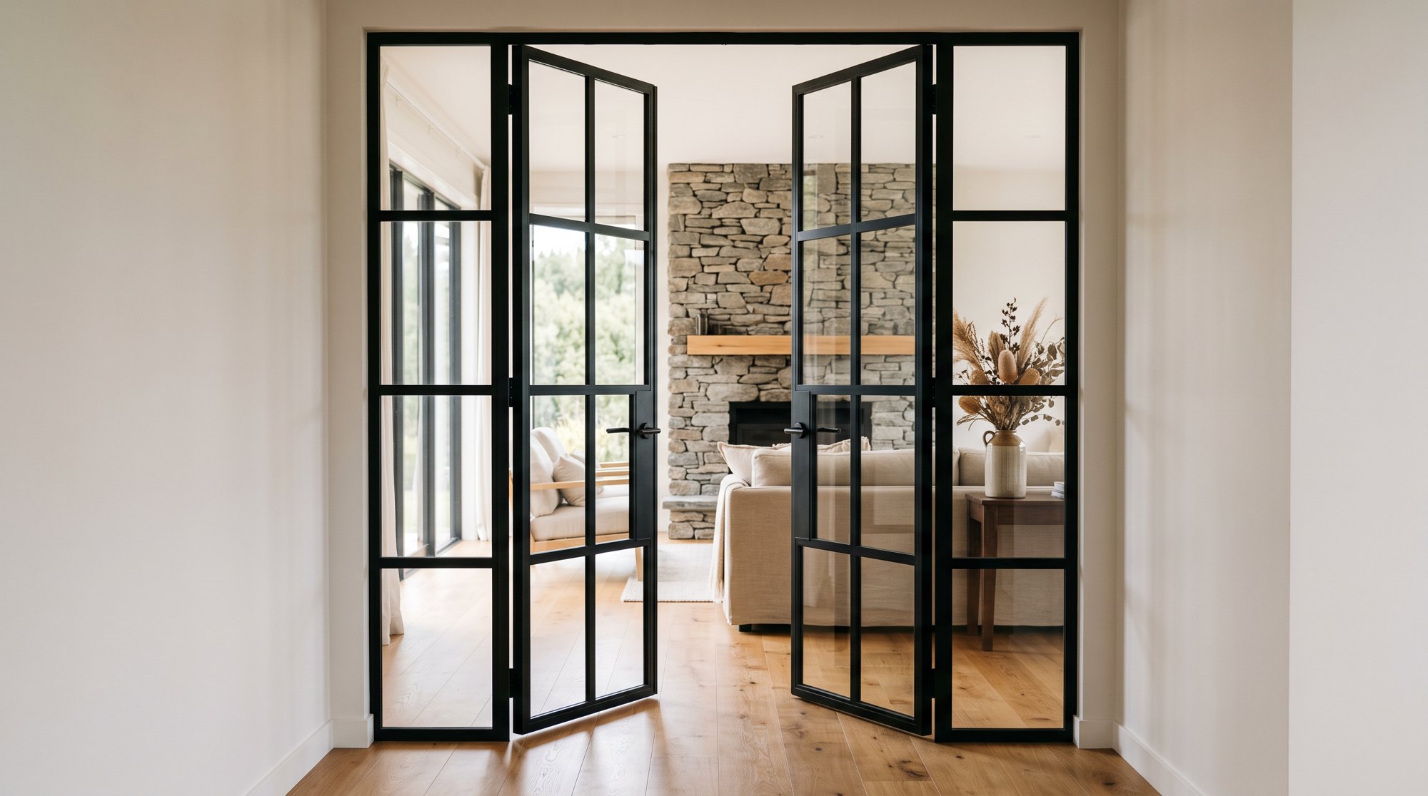 Interior steel doors in the Crittall style, by ARC Design Studio